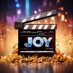 an old fashioned clap camera with the word joy on it,a photo of a clapper and junk