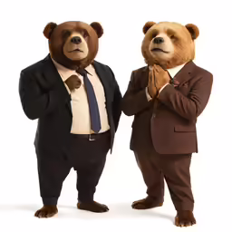 two men are dressed in bear suit and tie