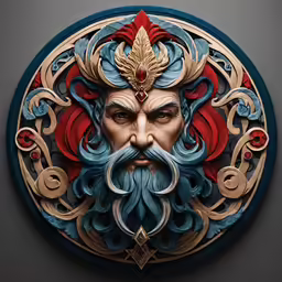 a painted image of a bearded with a beard