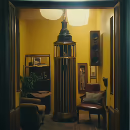 the door to the room has a grandfather clock in it