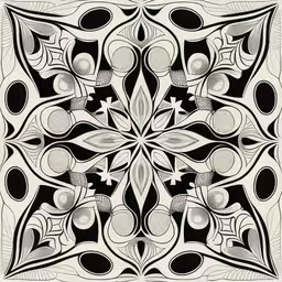 a square shaped design with an artistic swirl,an old style print with circles on it