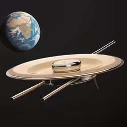a space station with two spoons, on a black background