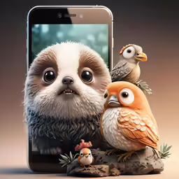 a phone is displaying a picture of two birds
