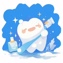 tooth brush cartoon with toothpaste and stars