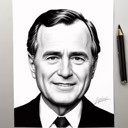 a drawing of george bush is shown on paper