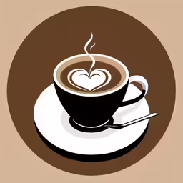an art print with a heart on top of a cup of coffee