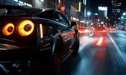 a car with eyeballs driving down the road
