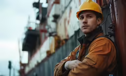 a construction worker leans against the side of a building