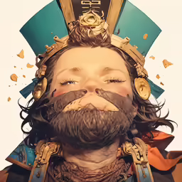 a man with a beard is wearing a costume