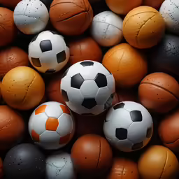 several colored balls are stacked on each other