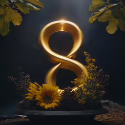 a beautiful flower with a gold number 8 in the background