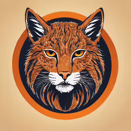 a digital painting of a cat with large orange eyes,an image of a cat on the side