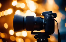 an image of a camera on a tripod with boke background
