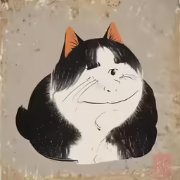 an artistic picture with an ink - painting of a cat