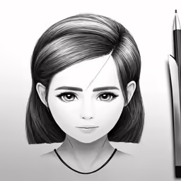 a cartoon drawing of a girl with black hair