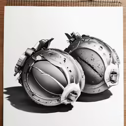 a drawing of two identical buoys