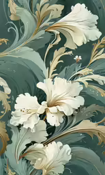a flower with leaves and swirls on it