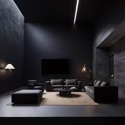 an image of a dark living room setting