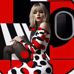 a beautiful woman with short hair wearing tights and a dress