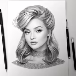 an artist has drawn a portrait of the actress marilyn monroe