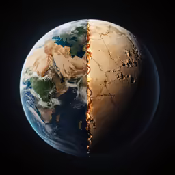 a photo of the earth in an extremely split up view