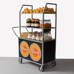 an image of donuts on a cart