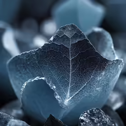 a close - up of a blue plant with tiny rocks
