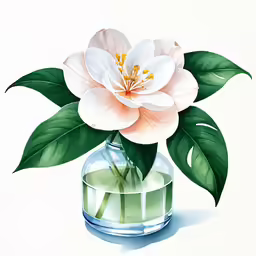 a flower in a vase with water on a white background