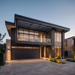 this modern house has large windows that give the exterior more privacy