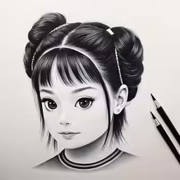 a drawing of an asian girl