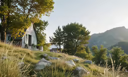 a little cottage on the side of a mountain
