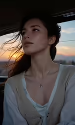 a woman wearing a white shirt is looking up
