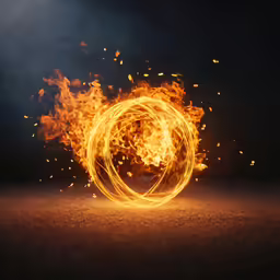 a small ring of fire coming out of the ground