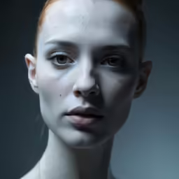 an artistic photo of a woman with blue eyes