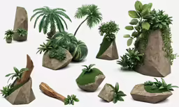 a very low poly cartoon plant life is depicted