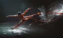 artistic photo of dancer in mid - air doing aerial movement