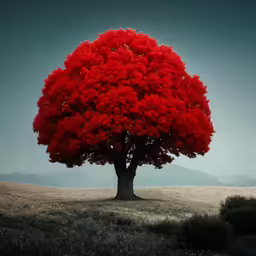 a big red tree with a very nice shape