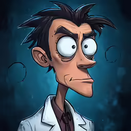 the cartoon character shows an evil look on his face