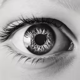 an eye with the reflection of another person