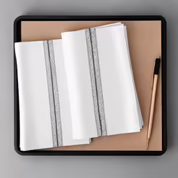 white and black sheets with a pencil on the side