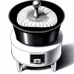 a black and white drawing of a food warmer