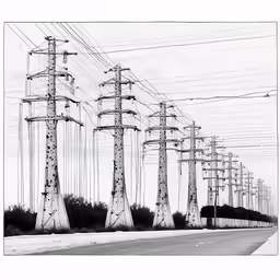 a number of electric lines on a city street