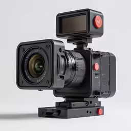 the camera attached to a tripod is shown