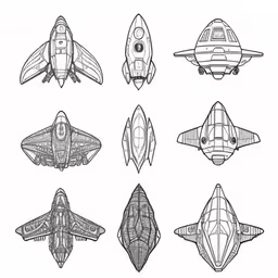 a set of six fighter jets and other small planes