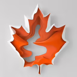 an orange maple leaf with some swirls on it