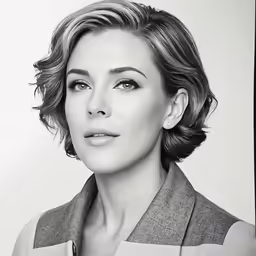 a woman wearing a jacket is posing for the camera
