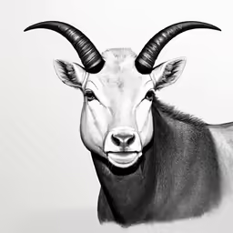 the horned animal in this painting has long horns