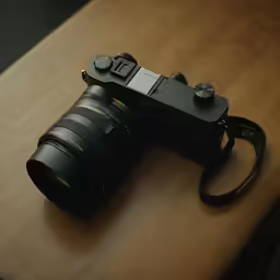 an old camera is sitting on a table