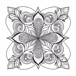 an intricately designed design of leaves and flowers