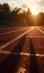 the shadow on the street is reflecting the sunset